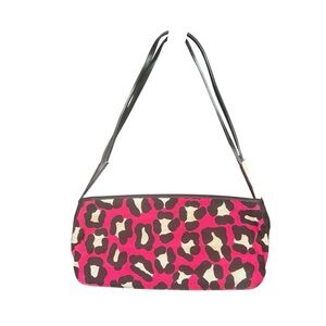 Vintage Bottega Veneta Leopard Print Canvas Bag Bright Pink Retro Classic